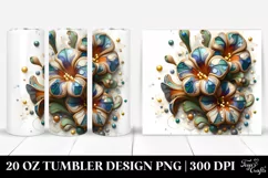 Abstract Wooden Petunia Tumbler | 20 Oz Product Image 1
