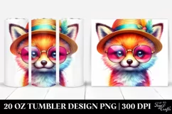 Layered Watercolor Cute Baby Fox with Sunglasses | 20 Oz Product Image 1