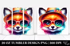 Layered Watercolor Cute Baby Fox with Sunglasses | 20 Oz Product Image 1
