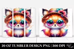 Layered Watercolor Cute Baby Fox with Sunglasses | 20 Oz Product Image 1