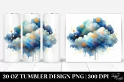 Colorful Blueish Watercolor Cloud | 20 Oz Tumbler Product Image 1