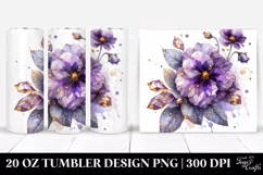 20 Oz Tumbler Sublimation | Watercolor Violet with Diamond Product Image 1