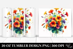 Vibrant Abstract Watercolor Bouquet with Nasturtium | 20 Oz Product Image 1