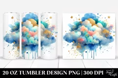 Colorful Blueish Watercolor Cloud | 20 Oz Tumbler Product Image 1