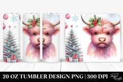 Cute Watercolor Pink Highland Cow 20 Oz Tumbler Product Image 1