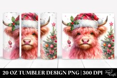 Cute Watercolor Pink Highland Cow 20 Oz Tumbler Product Image 1