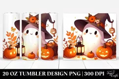 Digital Painting Ghost Lantern Pumpkin | 20 oz Tumbler Product Image 1