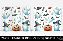 Watercolor Halloween Funny Clipart with Ghost, 20 Oz Tumbler Product Image 1