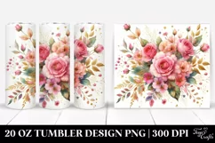 Colorful Abstract with Small Pink Roses and Gold | 20 oz Product Image 1