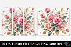 Colorful Pink Roses Gold Insertions | 20 oz Tumbler Product Image 1