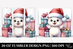 Expressive Polar Bear PNG with Christmas Accessories Product Image 1