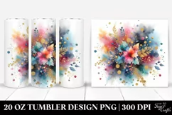 Colorful Watercolor Splash with Golden Foil | 20 Oz Tumbler Product Image 1