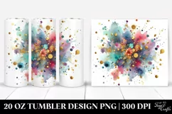 Colorful Watercolor Splash with Golden Foil | 20 Oz Tumbler Product Image 1