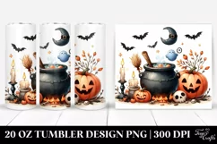 Watercolor Halloween Funny Clipart with Cauldron, 20 Oz Product Image 1