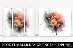 Colorful Watercolor Splash with Golden Foil | 20 Oz Tumbler Product Image 1