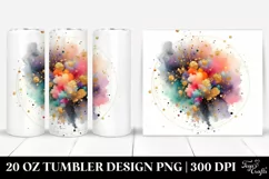Colorful Watercolor Splash with Golden Foil | 20 Oz Tumbler Product Image 1