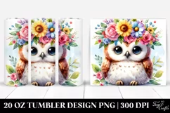 Cartoon-Style Owl Flower Crown | 20 oz Tumbler Product Image 1