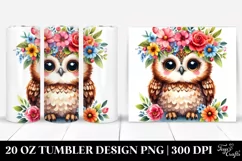 Cartoon-Style Owl Flower Crown | 20 oz Tumbler Product Image 1