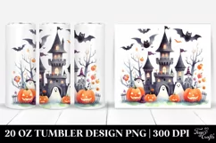 Watercolor Halloween Funny Clipart with Castle, 20 Oz Product Image 1