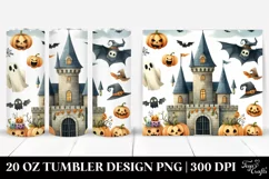 Watercolor Halloween Funny Clipart with Castle, 20 Oz Product Image 1