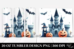 Watercolor Halloween Funny Clipart with Castle, 20 Oz Product Image 1