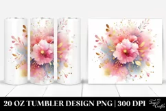 Colorful Pinkish Watercolor Splash with Golden Foil | 20 Oz Product Image 1