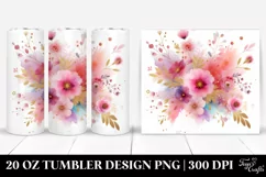 Colorful Pinkish Watercolor Splash with Golden Foil | 20 Oz Product Image 1