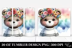 Cartoon-Style Bear Flower Crown | 20 oz Tumbler Product Image 1