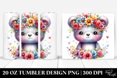 Cartoon-Style Bear Flower Crown | 20 oz Tumbler Product Image 1
