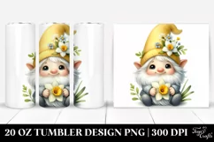 Cute Gnome with Flower Wreath | 20 Oz Tumbler Product Image 1