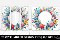 Colorful Watercolor Seal Floral Frame | 20 Oz Tumbler Product Image 1