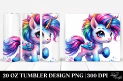 Running Cute Unicorn, Transparent 20 Oz Tumbler Product Image 1