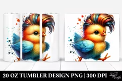 Watercolor Vibrant Baby Chicken Running with Cool Haircut, Product Image 1