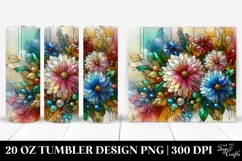 Colorful Glossy Stained Chrysanthemum | 20 oz Tumbler Product Image 1
