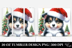 Collie with Santa Hat and Christmas Tree PNG Product Image 1
