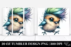 Watercolor Vibrant Baby Bird Jumping with Cool Haircut, 20 Product Image 1