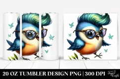 Watercolor Vibrant Baby Bird Jumping with Cool Haircut, 20 Product Image 1