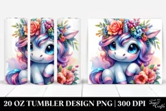 Watercolor Vibrant Baby Unicorn Posing with Cool Haircut, 20 Product Image 1