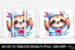 Colorful Cute Sloth Sailor Suit | 20 Oz Tumbler Product Image 1