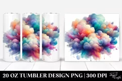 Colorful Watercolor Cloud Sticker Tumbler | 20 Oz Tumbler Product Image 1