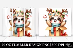 Cute Winter Sloth with Christmas Accessories PNG Product Image 1