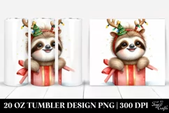 Enthusiastic Sloth with Reindeer Horns PNG Product Image 1