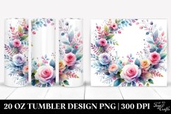 Abstract Colorfull Whreath Pink Roses Tumbler | 20 Oz Product Image 1