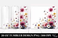 Vibrant Wild Flowers Clipart, High-Res 20 Oz Tumbler Product Image 1