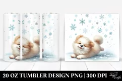 Cute Dog Tumbling in Snow, Transparent 20 Oz Tumbler Product Image 1