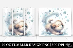Cute Dog Tumbling in Snow, Transparent 20 Oz Tumbler Product Image 1