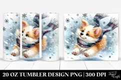 Cute Dog Tumbling in Snow, Transparent 20 Oz Tumbler Product Image 1