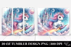 Baby Unicorn Riding Comet Castle | 20 Oz Tumbler Product Image 1