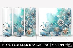 Cyan Watercolor Silver Foil | 20 Oz Tumbler Product Image 1