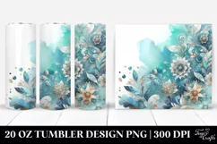 Cyan Watercolor Silver Foil | 20 Oz Tumbler Product Image 1